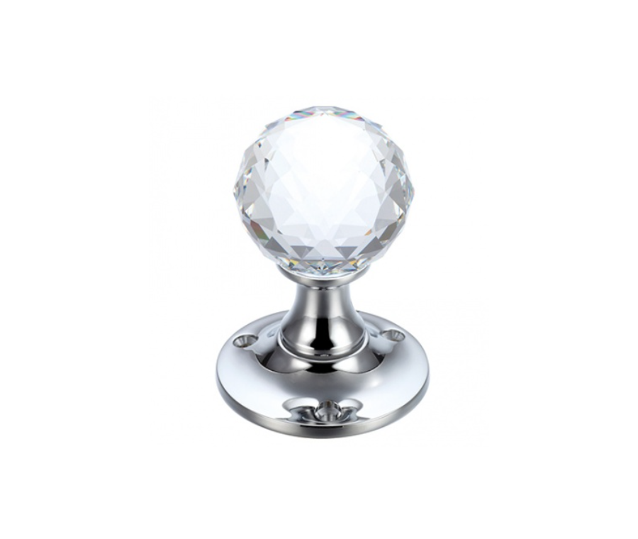 Set Fulton & Bray 50mm Facetted Glass Ball Mortice Knob | FB401CP