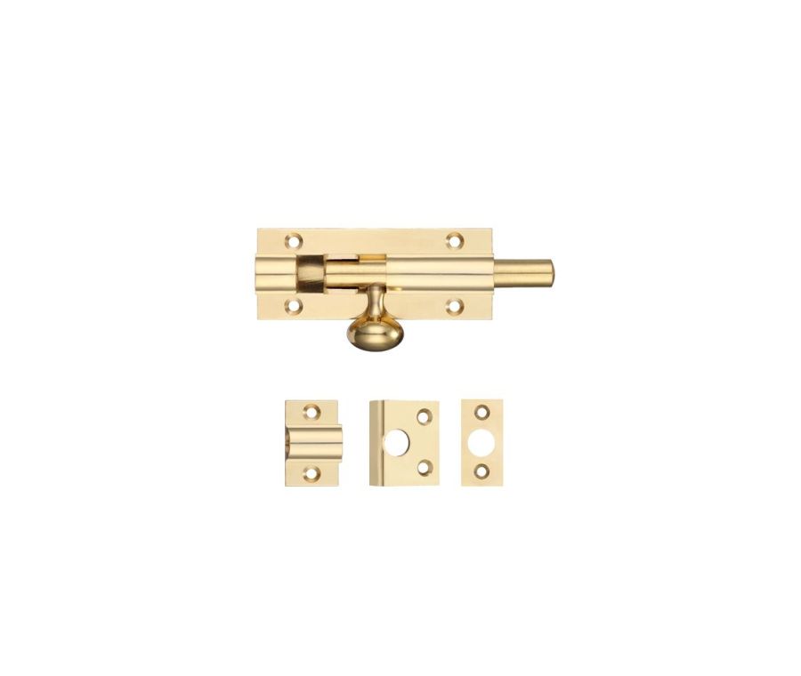 Zoo 75mm x 30mm Fulton & Bray Polished Brass Architectural Barrel Bolt | FB55 PB