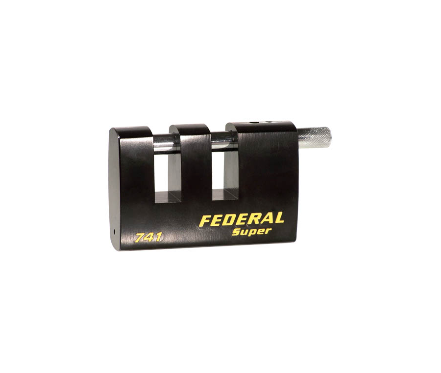 Federal FD741DS 100mm Double Slotted Rectangular Steel Padlock with keying options