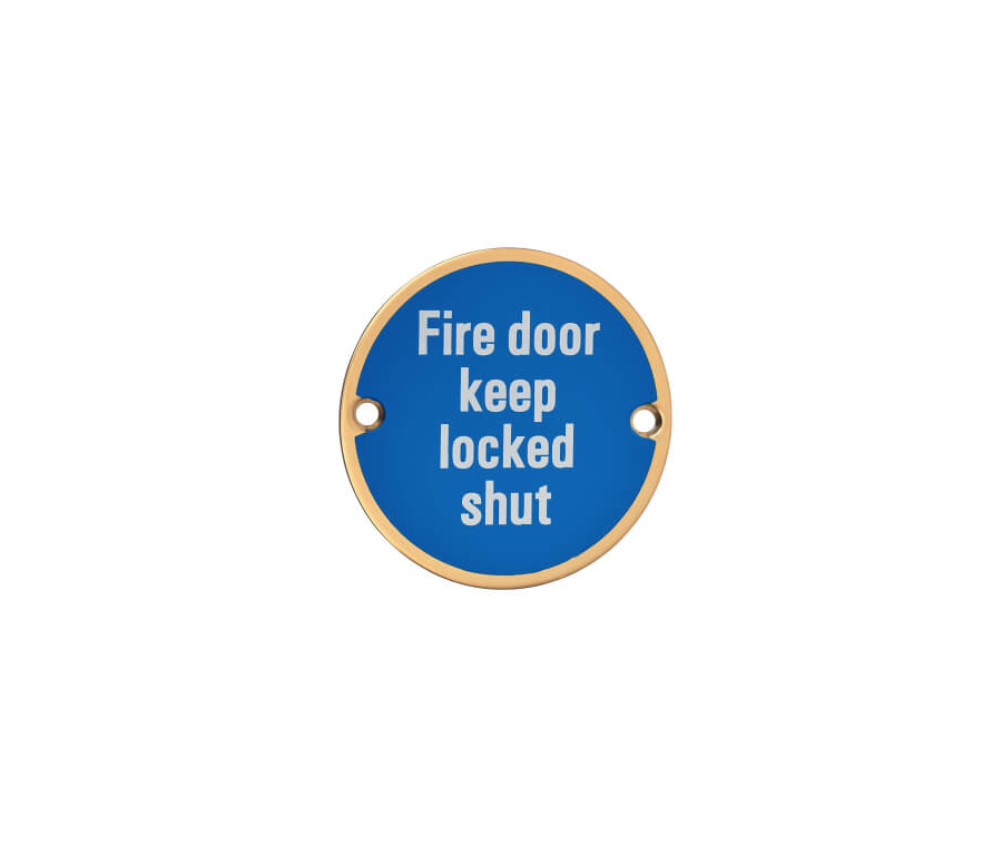 Polished Brass 76mm dia. Circular Fire Door Keep Locked Shut