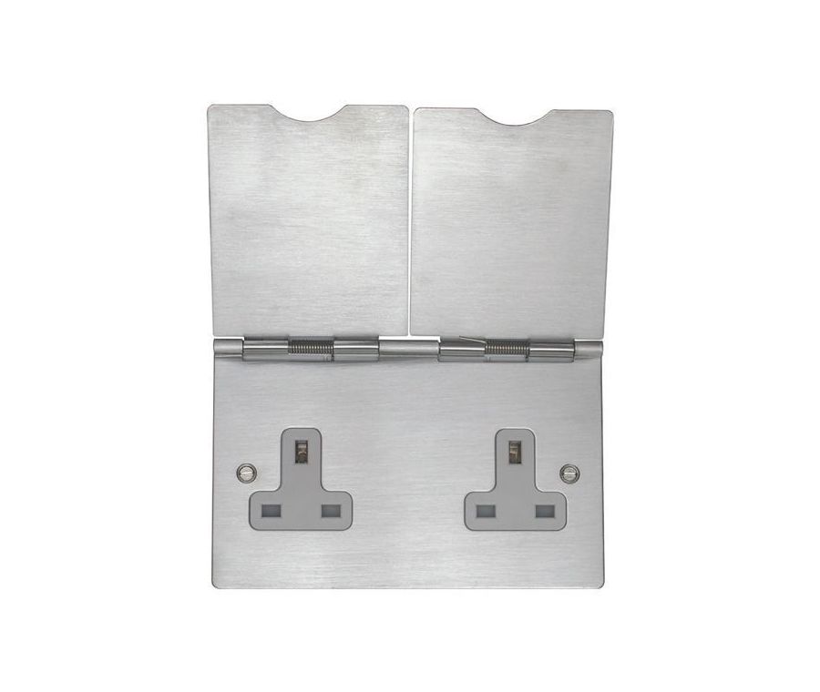 Eurolite Euroseal 13A 2 Gang Unswitched Floor Socket Stainless Steel| FS4040SSS