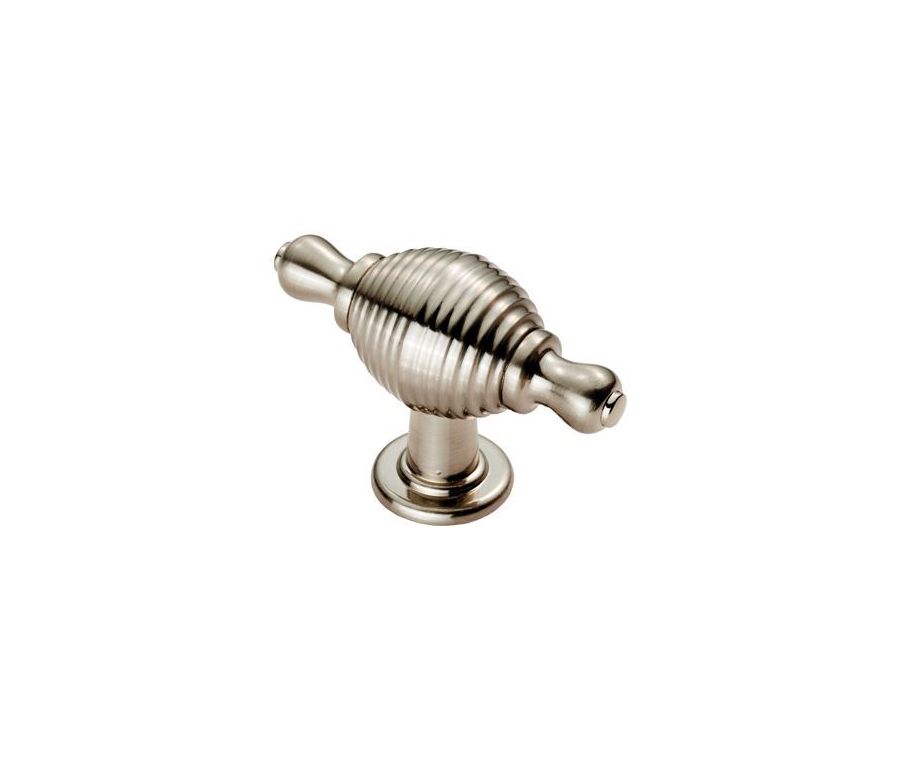 Satin Nickel 73mm Reeded Knob with Finial Ears | FTD600RSN
