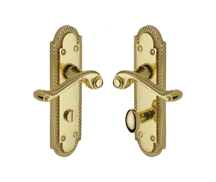 Heritage Brass Polished Brass Gainsborough Door Handle on Plate - Bathroom Set