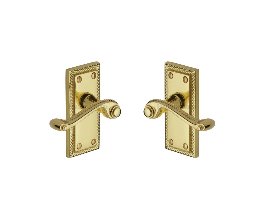 Heritage Brass Polished Brass Georgian Short Door Handle on Plate - Lever Latch