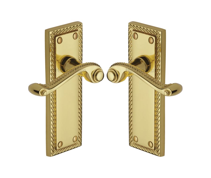 Heritage Brass Polished Brass Georgian Door Handle on Plate - Lever Latch