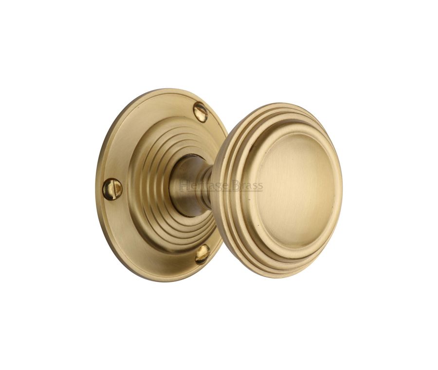 Heritage Brass Satin Brass Goodrich Door Knob on Rose