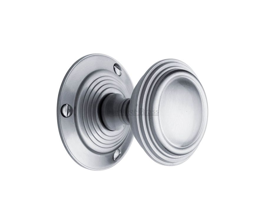 Heritage Brass Satin Chrome Goodrich Door Knob on Rose
