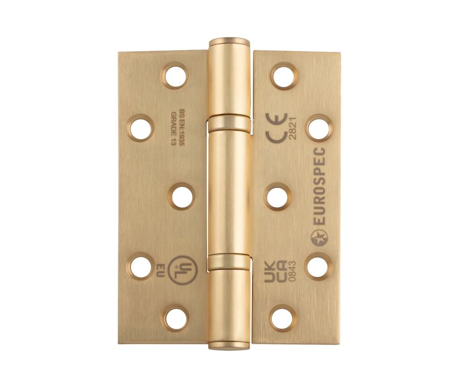 Pair Satin Brass Grade 13 Thrust Bearing Hinge - Square | H2N1103/13SB