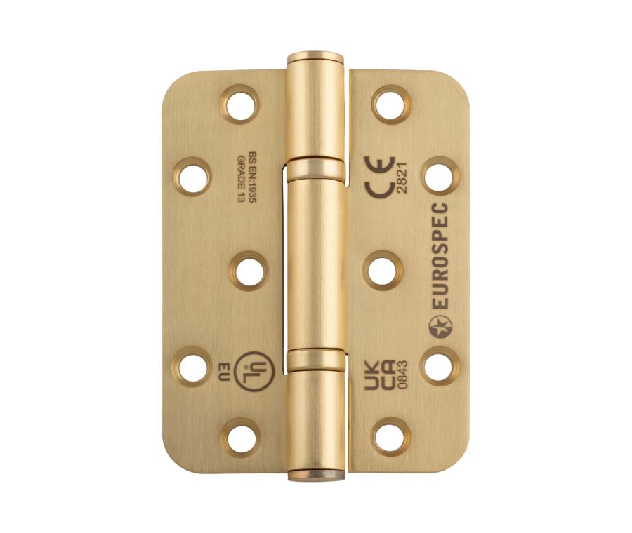 Pair Satin Brass Grade 13 Thrust Bearing Hinge - Radius | H2N1103/13SB/R