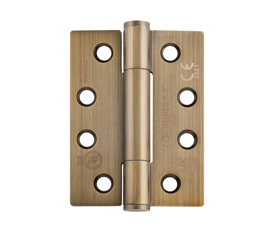 Pair Antique Brass Grade 14 Concealed Bearing Hinge - Square | H3N1207/14AB