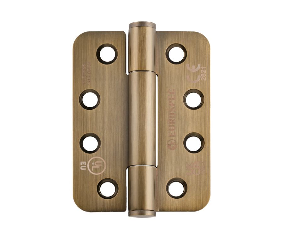 Pair Antique Brass Grade 14 Concealed Bearing Hinge - Radius | H3N1207/14AB/R
