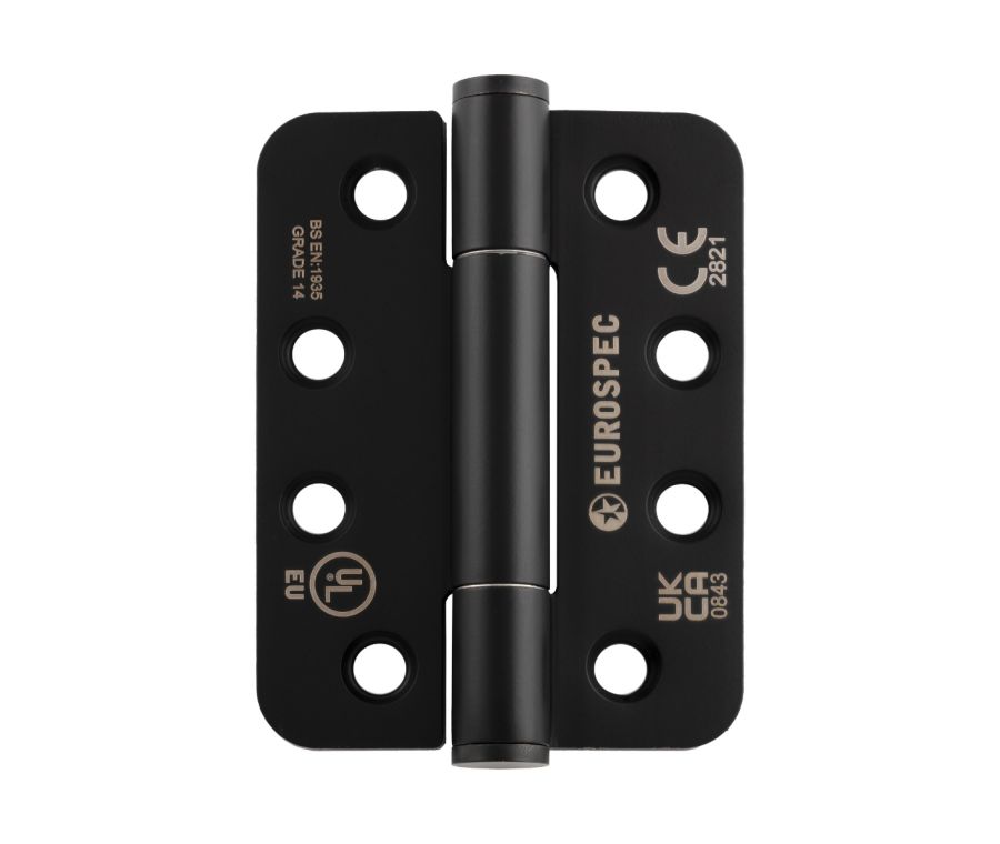 Pair Matt Black Grade 14 Concealed Bearing Hinge - Radius | H3N1207/14MB/R