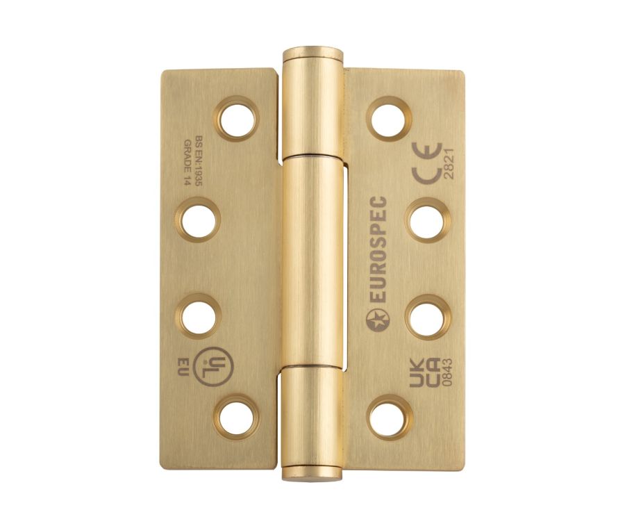 Pair Satin Brass Grade 14 Concealed Bearing Hinge - Square | H3N1207/14SB