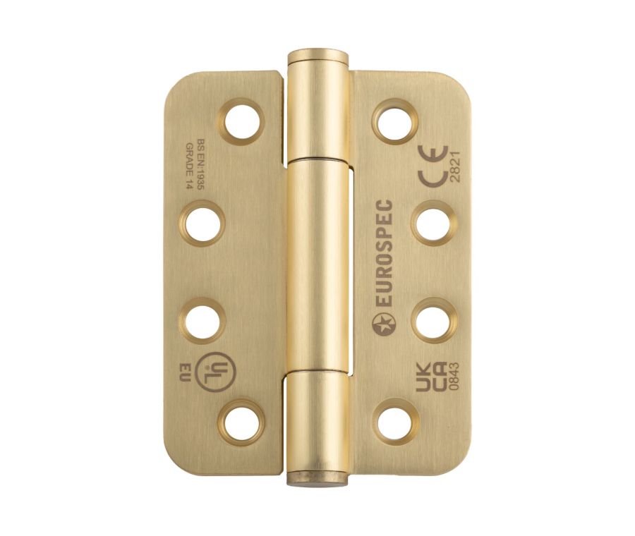 Pair Satin Brass Grade 14 Concealed Bearing Hinge - Radius | H3N1207/14SB/R
