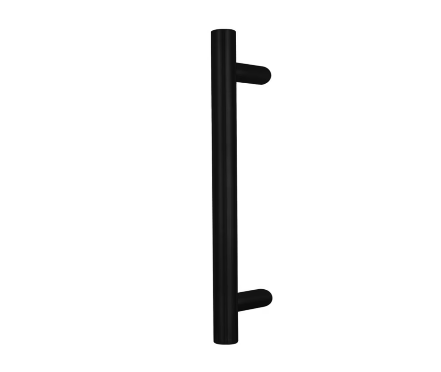 BLU HAB66 Matt Black Offset Round 'T' Bolt Through Pull Handle | 400mm | HAB66-400-BF-MBL
