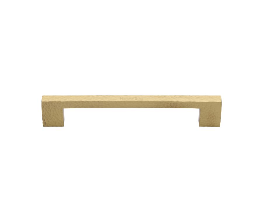 Heritage Brass Satin Brass Metro Cabinet Pull Hammered Design 160mm