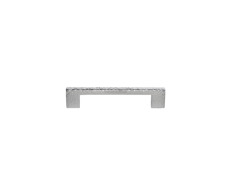 Heritage Brass Polished Chrome Metro Cabinet Pull Hammered Design 128mm