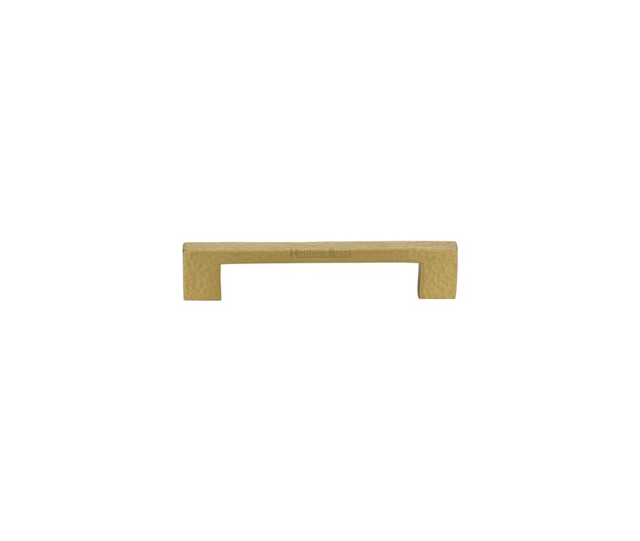 Heritage Brass Satin Brass Metro Cabinet Pull Hammered Design 128mm