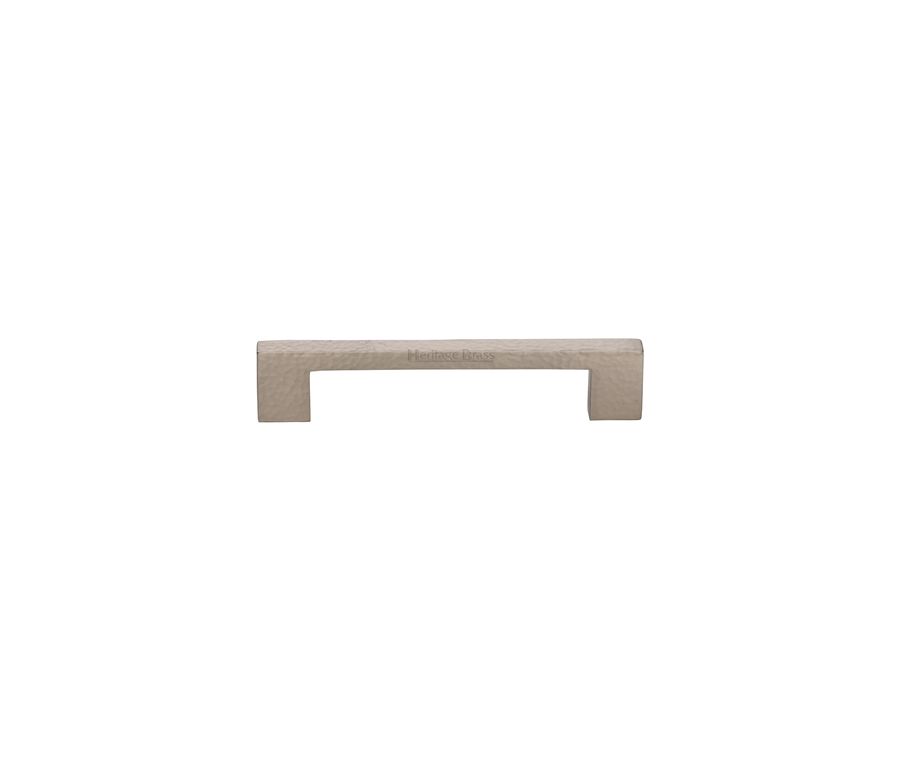 Heritage Brass Satin Nickel Metro Cabinet Pull Hammered Design 128mm