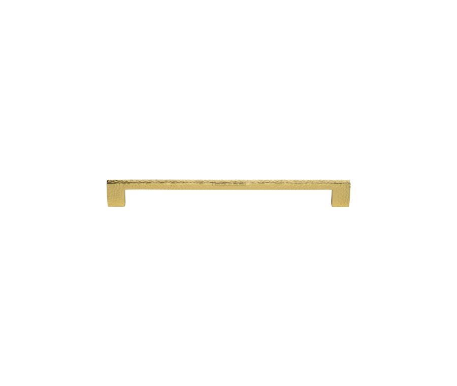 Heritage Brass Polished Brass Metro Cabinet Pull Hammered Design 256mm