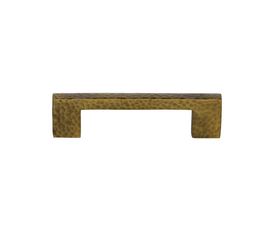 Heritage Brass Antique Brass Metro Cabinet Pull Hammered Design 96mm