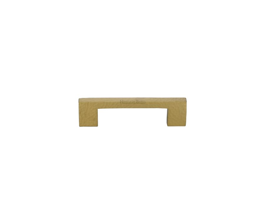 Heritage Brass Satin Brass Metro Cabinet Pull Hammered Design 96mm