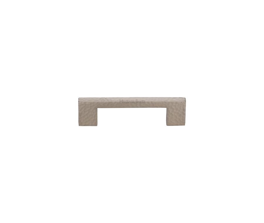 Heritage Brass Satin Nickel Metro Cabinet Pull Hammered Design 96mm