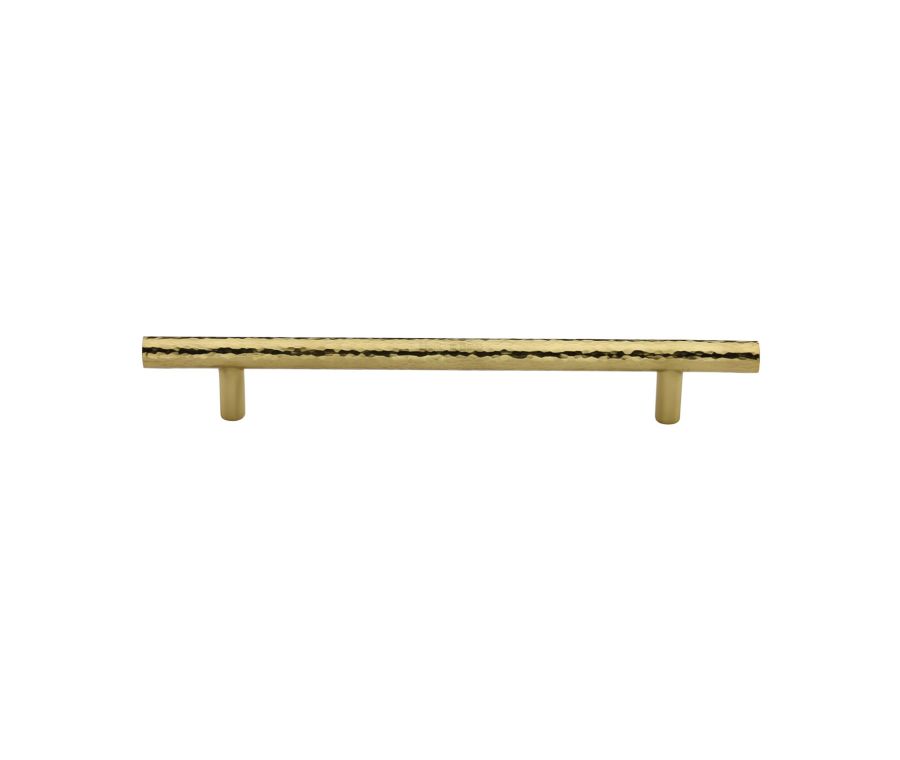 Heritage Brass Polished Brass T-Bar Cabinet Pull Hammered Design 160mm