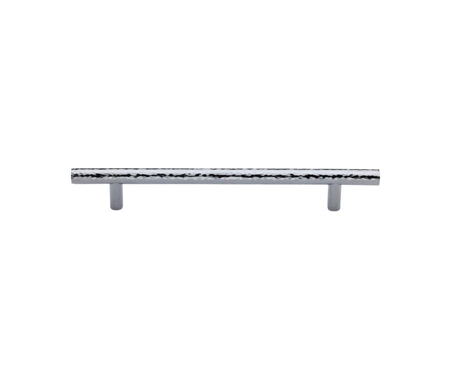 Heritage Brass Polished Chrome T-Bar Cabinet Pull Hammered Design 160mm