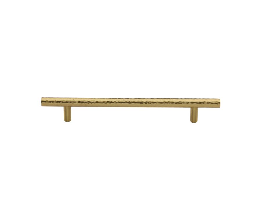Heritage Brass Satin Brass T-Bar Cabinet Pull Hammered Design 160mm