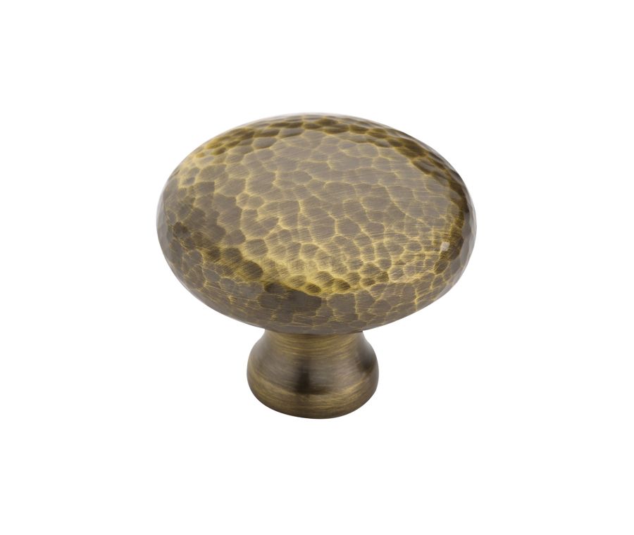 Heritage Brass Antique Brass Victorian Round Cabinet Knob Hammered Design 38mm
