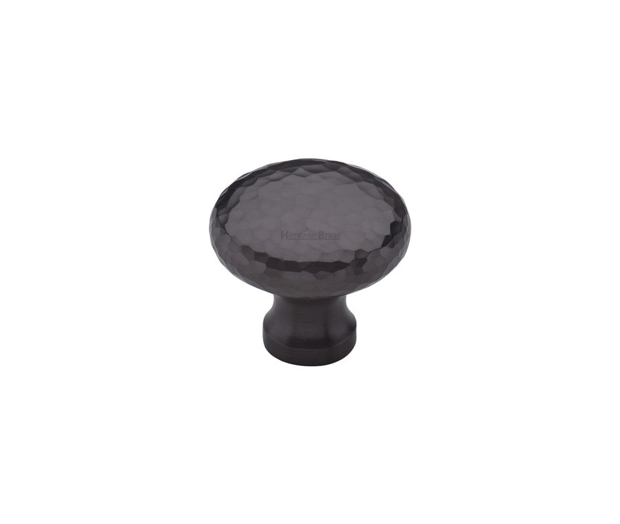 Heritage Brass Matt Bronze Victorian Round Cabinet Knob Hammered Design 32mm