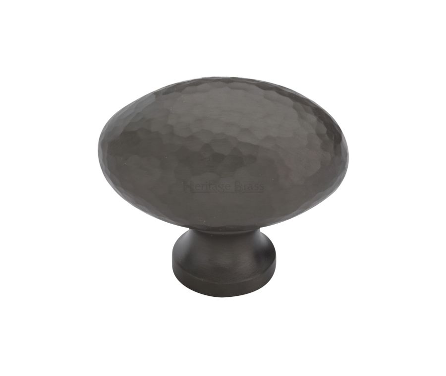 Heritage Brass Matt Bronze Victorian Oval Cabinet Knob Hammered Design 38mm