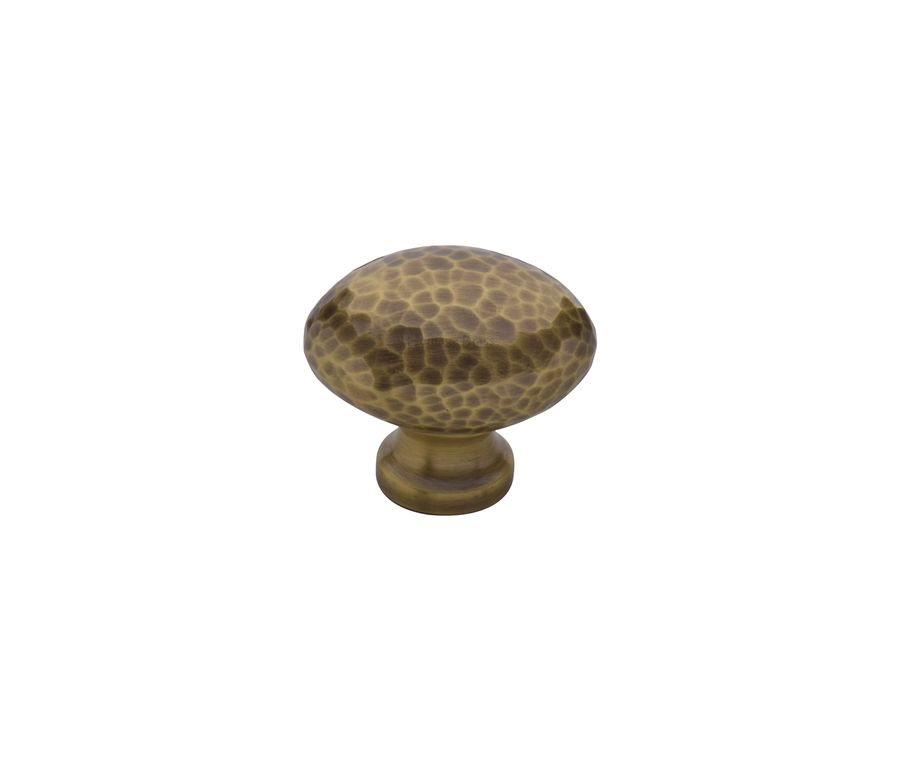 Heritage Brass Antique Brass Victorian Oval Cabinet Knob Hammered Design 32mm