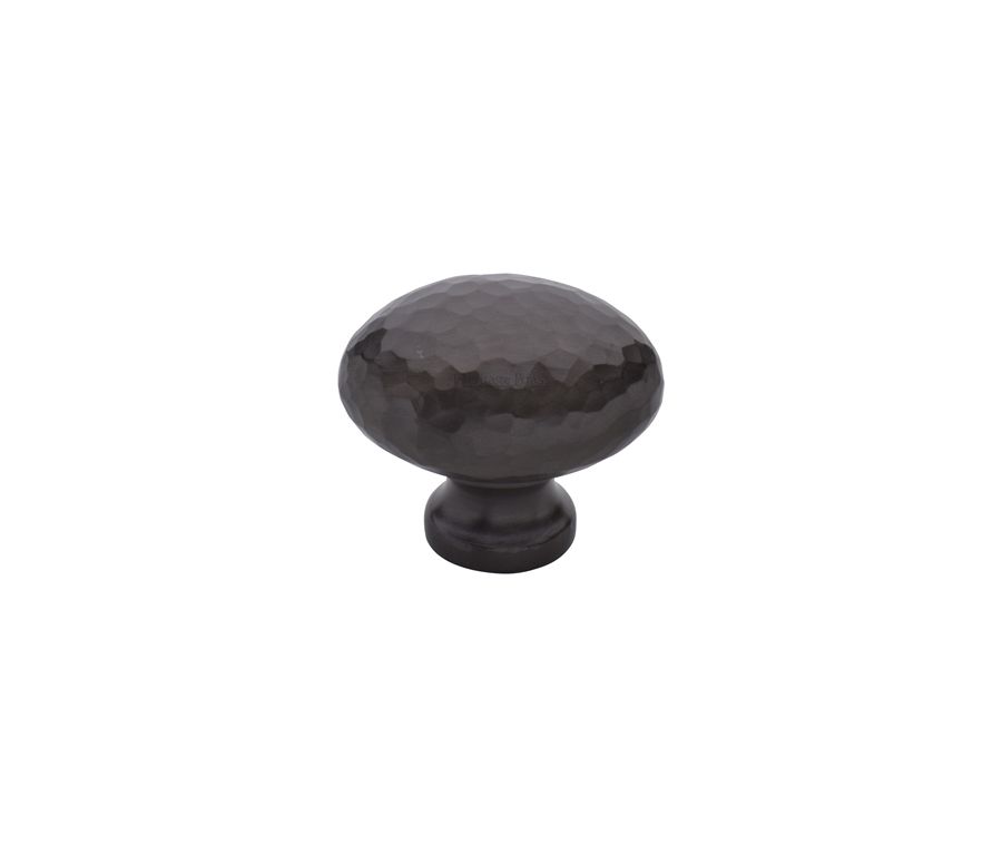 Heritage Brass Matt Bronze Victorian Oval Cabinet Knob Hammered Design 32mm