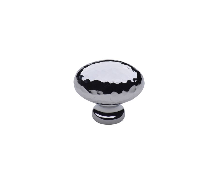 Heritage Brass Polished Chrome Victorian Oval Cabinet Knob Hammered Design 32mm