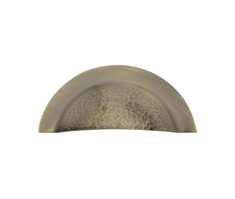 Heritage Brass Antique Brass Crescent Drawer Cup Pull Hammered Design