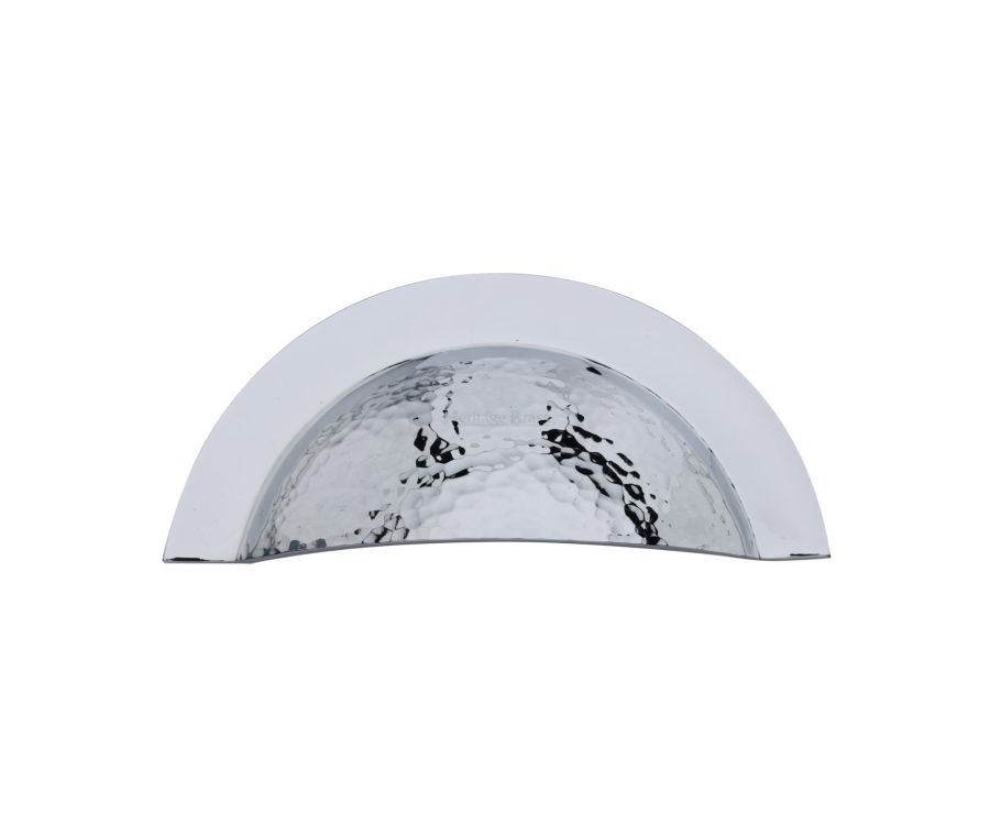 Heritage Brass Polished Chrome Crescent Drawer Cup Pull Hammered Design