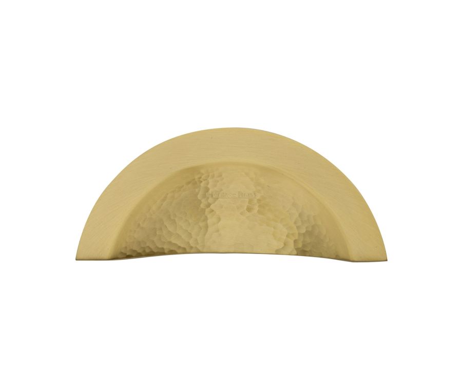 Heritage Brass Satin Brass Crescent Drawer Cup Pull Hammered Design