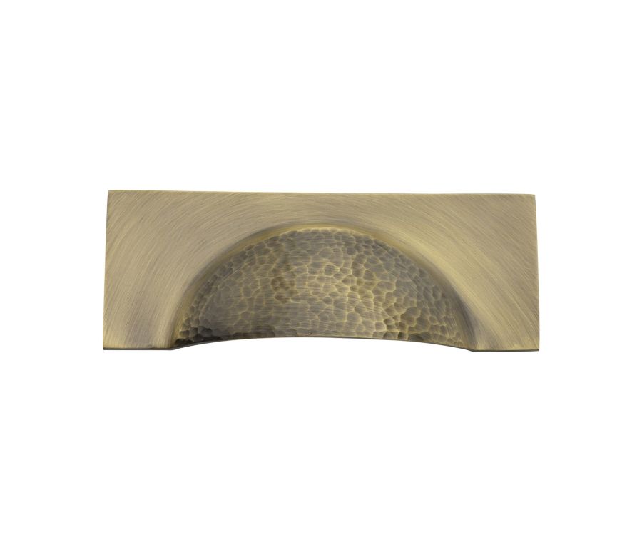 Heritage Brass Antique Brass Hampshire Drawer Cup Pull Hammered Design 57mm