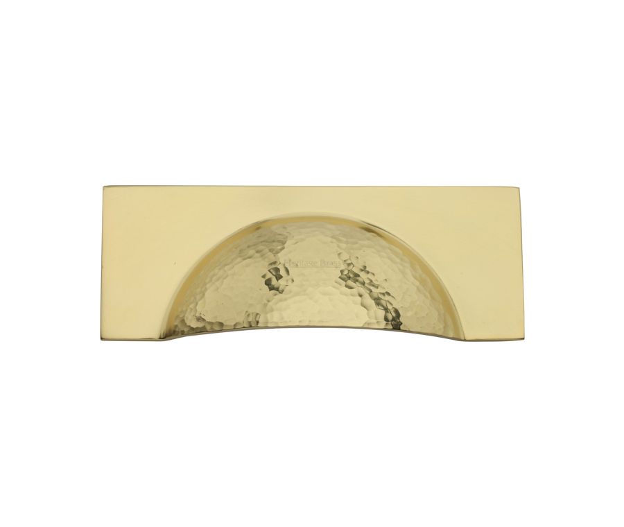 Heritage Brass Polished Brass Hampshire Drawer Cup Pull Hammered Design 57mm