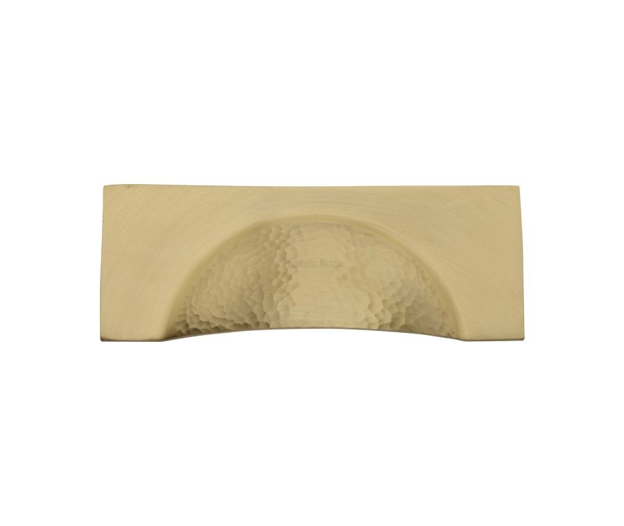 Heritage Brass Satin Brass Hampshire Drawer Cup Pull Hammered Design 57mm