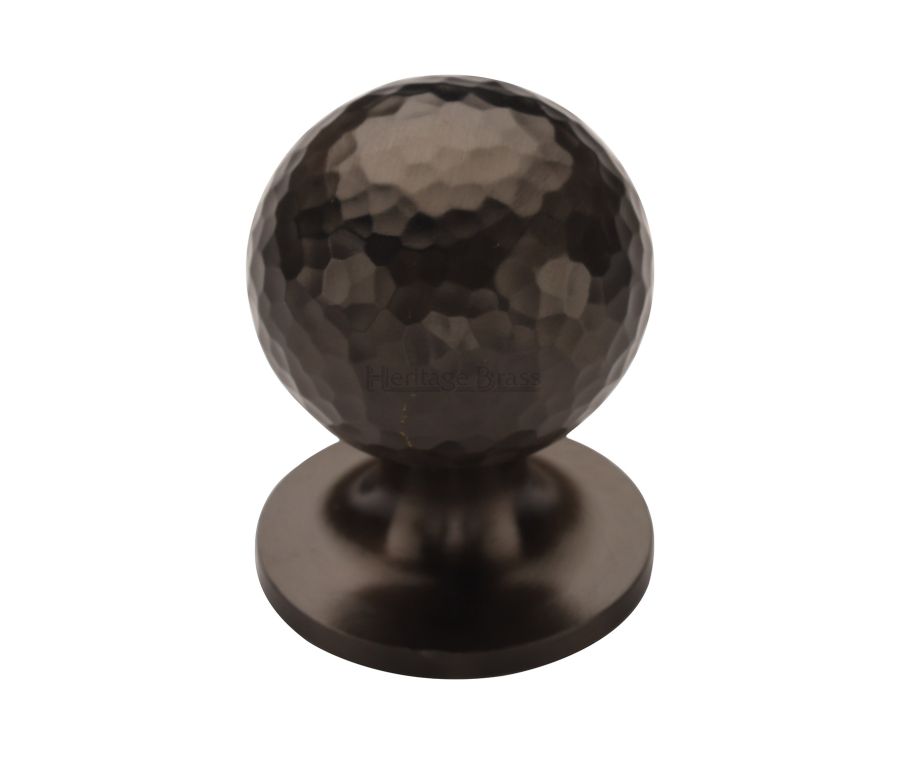 Heritage Brass Matt Bronze Ball Cabinet Knob Hammered Design 32mm