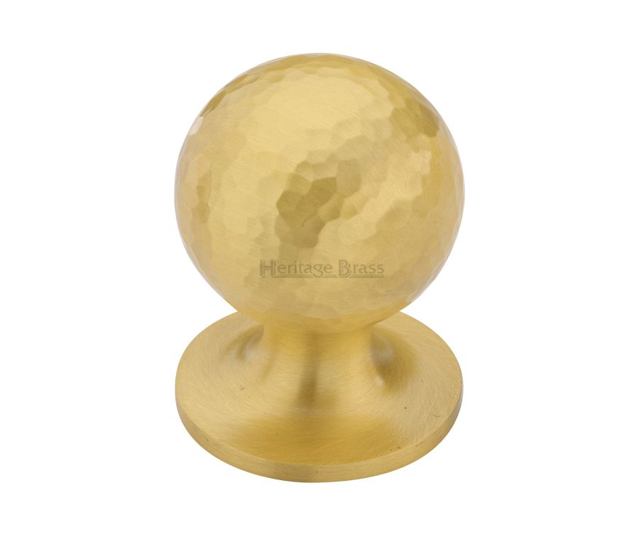 Heritage Brass Satin Brass Ball Cabinet Knob Hammered Design 32mm