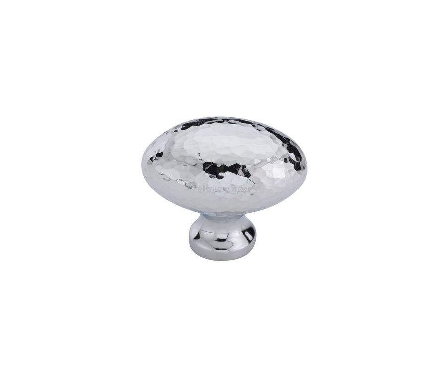 Heritage Brass Polished Chrome Ball Cabinet Knob Hammered Design 38mm
