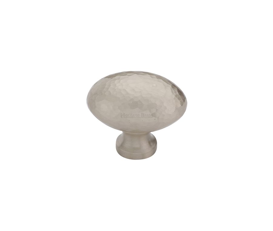 Heritage Brass Satin Nickel Ball Cabinet Knob Hammered Design 38mm