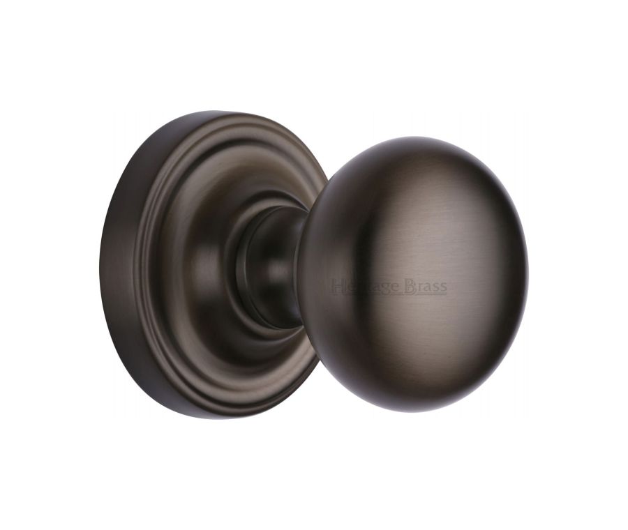 Heritage Brass Matt Bronze Hampstead Door Knob on Rose