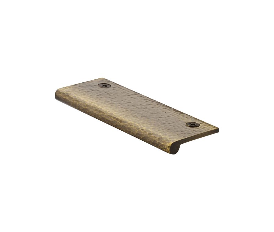 Heritage Brass Antique Brass Edge Pull Cabinet Handle Hammered Design - 38mm Width 100mm