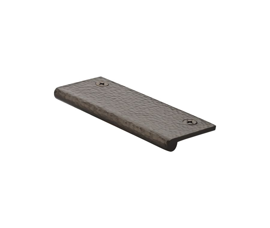 Heritage Brass Matt Bronze Edge Pull Cabinet Handle Hammered Design - 38mm Width 100mm