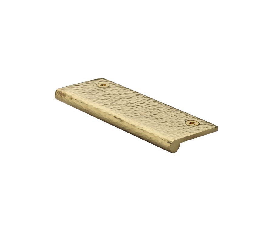 Heritage Brass Polished Brass Edge Pull Cabinet Handle Hammered Design - 38mm Width 100mm